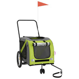 Pet Bike Trailer Green and Grey Oxford Fabric and Iron 93906