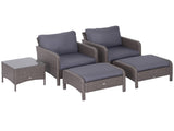 2-Seater Rattan Furniture Set, Steel Frame-Grey T3398P325140