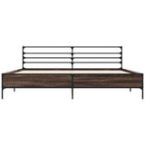 Bed Frame Brown oak Engineered wood, Metal, Plywood Double Modern 3280066