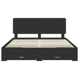 Bed Frame with Headboard Black 200 x 200 cm Engineered Wood 3412743