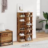 Shoe Cabinets 2 pcs Old Wood 28x27x102 cm Engineered Wood 856665