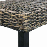 285790 Bench 110 cm Black Natural Kubu Rattan and Solid Mahogany Wood
