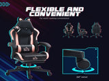 Cat Ear and Paw Reclining Office Chair, with Footrest - Black/Pink T3398P377434