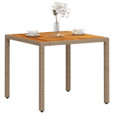 Garden Table Beige 90x90x75 cm Poly Rattan Acacia Wood 368124