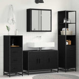 Bathroom Furniture Set 3 pcs Black Oak Engineered Wood 3402455