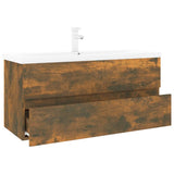 Sink Cabinet with Built-in Basin Smoked Oak Engineered Wood 3152888
