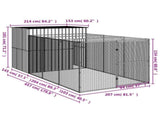Dog House with Run Light Grey 214x457x181 cm Galvanised Steel 3189126