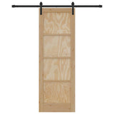 Sliding Door Natural and Black 73.5 x 211 cm Solid Pine Wood 3333160