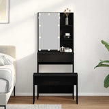 LED Dressing Table Set 2 pcs Black Oak Engineered Wood 3333069