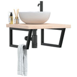 Basin Shelf Wall Mounted Steel and Solid Wood Oak 3302471