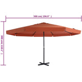 Garden Parasol with Aluminium Pole 500 cm Terracotta 44477