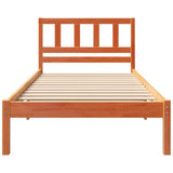 Bed Frame with Headboard Wax Brown 100 x 200 cm Solid Pine Wood 872253