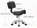 Saddle Shape Adjustable Salon Stool with Back Black 77528035