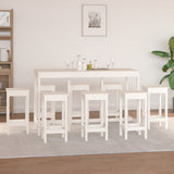 9 Piece Bar Set White Solid Wood Pine 3124718