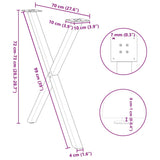 Dining Table Legs X-Shaped 2 pcs Natural Steel 70x cm Steel 4012919