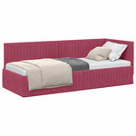 Corner Bed Frame with Headboard Wine red 80 x 200 cm Velvet 42016250