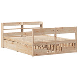 ZNTS Bed Frame without Mattress 140x190 cm Solid Wood Pine 3307134