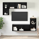 TV Cabinet Set Wall-mounted 4 pcs Black Oak Engineered Wood 3393127