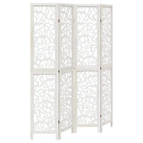 Room Divider 4 Panels White Solid Wood Paulownia 358739