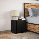 ZNTS Bedside Cabinet with LED Lights Black Engineered Wood 852049