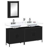 3 Piece Bathroom Furniture Set Black Engineered Wood 3214790