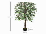 160cm/5.2FT Artificial Ficus Silk Tree with Nursery Pot, Decorative Fake Plant, for Indoor Outdoor T3398P342373
