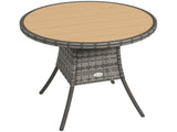70 cm Wood-Effect Rattan Garden Table - Natural Wood Finish T3398P553234