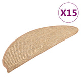 Stair Mats 15 pcs 56x17x3 cm Light Brown Half Round 326898