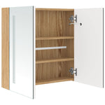 ZNTS LED Bathroom Mirror Cabinet White and Oak 62x14x60 cm 326523