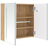 LED Bathroom Mirror Cabinet White and Oak 62x14x60 cm 326523