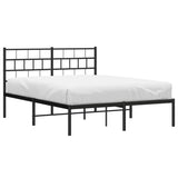 Metal Bed Frame without Mattress with Headboard Black 140x200cm 355660