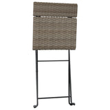 ZNTS 3 Piece Folding Bistro Set Grey Poly Rattan 319991