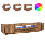 TV Cabinet with LED Lights Old Wood 200x35x40 cm Engineered Wood 3329165