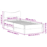 Bed Frame without Mattress White 100x200 cm Solid Wood Pine 3328239