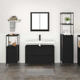 Bathroom Furniture Set 3 pcs Black Oak Engineered Wood 3328359