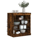 Sideboard with LED Lights Smoked Oak 60.5x37x67 cm 836697
