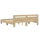 Bed Frame with LED Sonoma 193 x 203 cm Engineered Wood 3402850