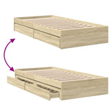 Bed Frame with Drawers without Mattress Sonoma Oak 90x190 cm Single 3280708