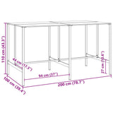 Bar Table Black 200x100x110 cm Powder-coated Steel 3301419
