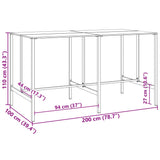 ZNTS Bar Table Black 200x100x110 cm Powder-coated Steel 3301419