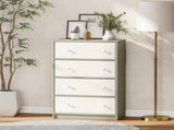 Chest of Drawers, Dresser with 4 Fabric Drawers - White and Grey T3398P377808