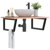 Basin Shelf Wall Mounted Steel and Solid Wood Oak 3302647
