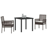 Garden Dining Set with Cushion 3 pcs Brown Poly Rattan 3379870