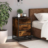 ZNTS Bedside Cabinet Smoked Oak 40x34.5x60 cm Engineered Wood and Metal 848721