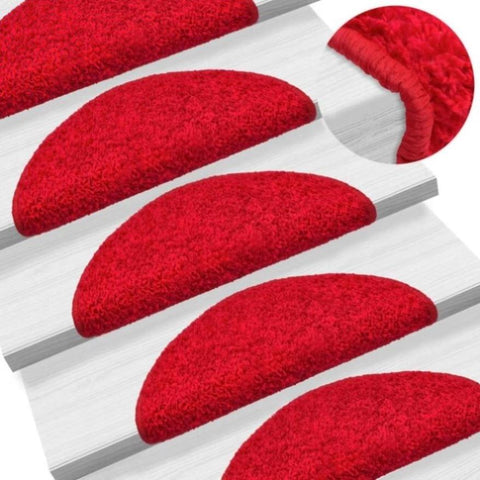 Stair Mats 15 pcs 56x17x3 cm Red Half Round 133899