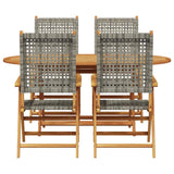 Garden Dining Set Folding 5 pcs Grey Solid Acacia Wood 3375732