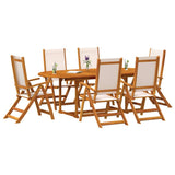 7 Piece Garden Dining Set Solid Wood Acacia and Textilene 3279273