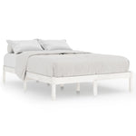 Bed Frame without Mattress White Solid Wood Super King Size 810033