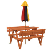 Picnic Table for 4 Kids with Umbrella Solid Wood Fir 3281619