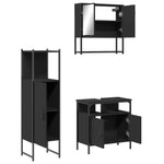 ZNTS 3 Piece Bathroom Furniture Set Black Engineered Wood 3214695